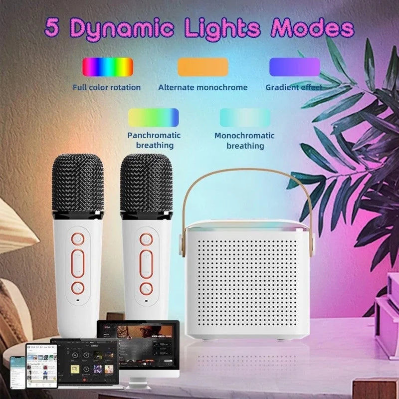 Karaoke Machine Bluetooth Speaker 5.3 System with 2 Wireless Mic