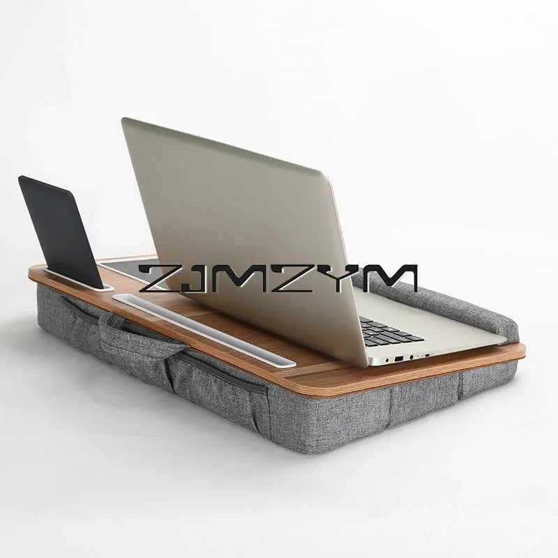 Lap Desk With Pillow Cushion Portable Laptop Desk With Wrist Rest, Mouse Pad, Phone Holder Computer Laptop Stand