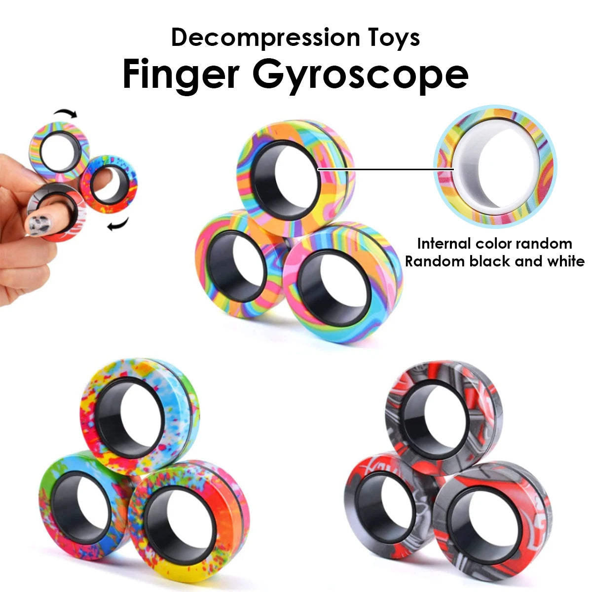 3Pcs Magnetic Rings Fidget Toy Set