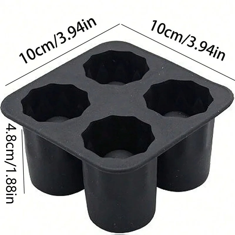 4 Cup Shape Silicone Ice Cube Mold Tray Make Shot Glass Summer Bar Party Frozen Whiskey Beer Cocktail Cold Drinking Kitchen Tool