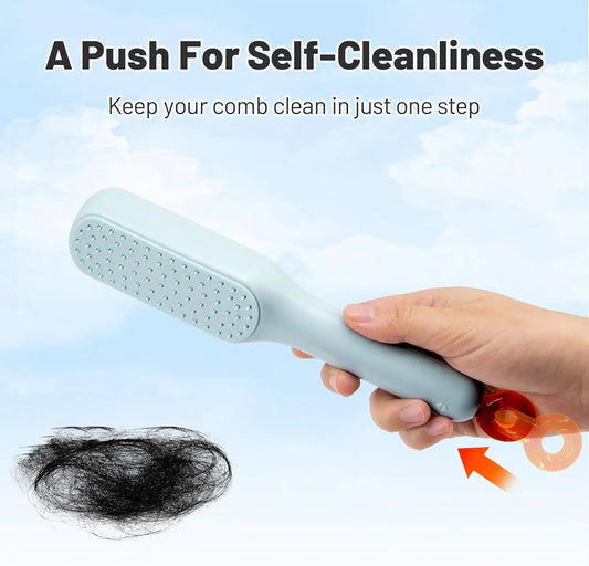 Self-cleaning hairbrush